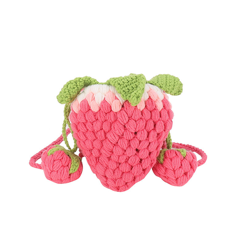 Wool Crochet Gradient Strawberry Shape Bag