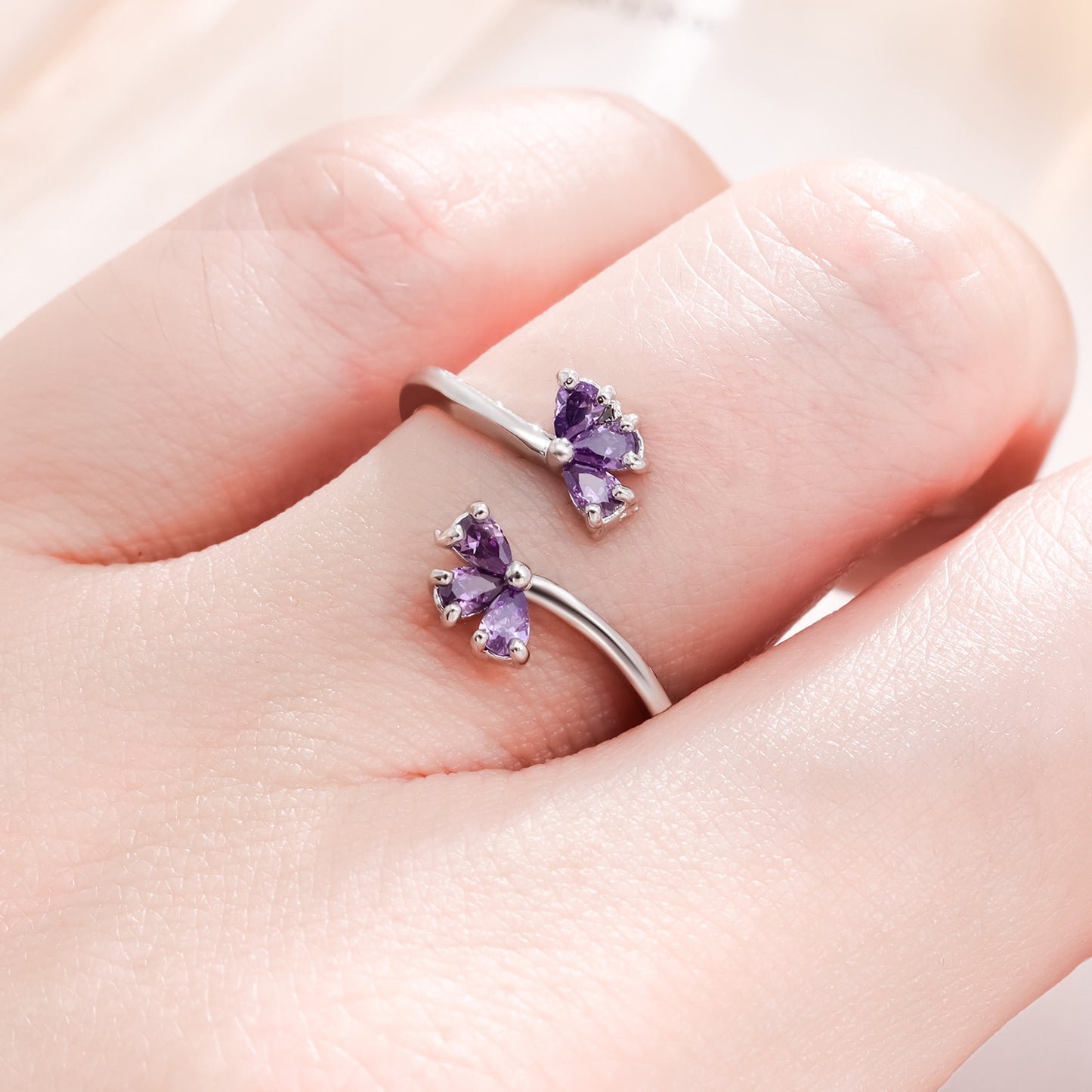 Zircon Purple Petal Ring