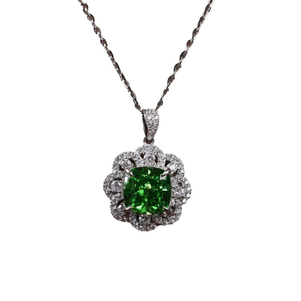 S925 Emerald Pendant Necklace