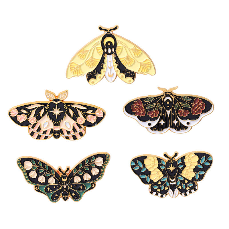 Cartoon Cute Moth Butterfly Insect Golden M Badge Biology Subject Student Bag Ornament Brooch Accessories