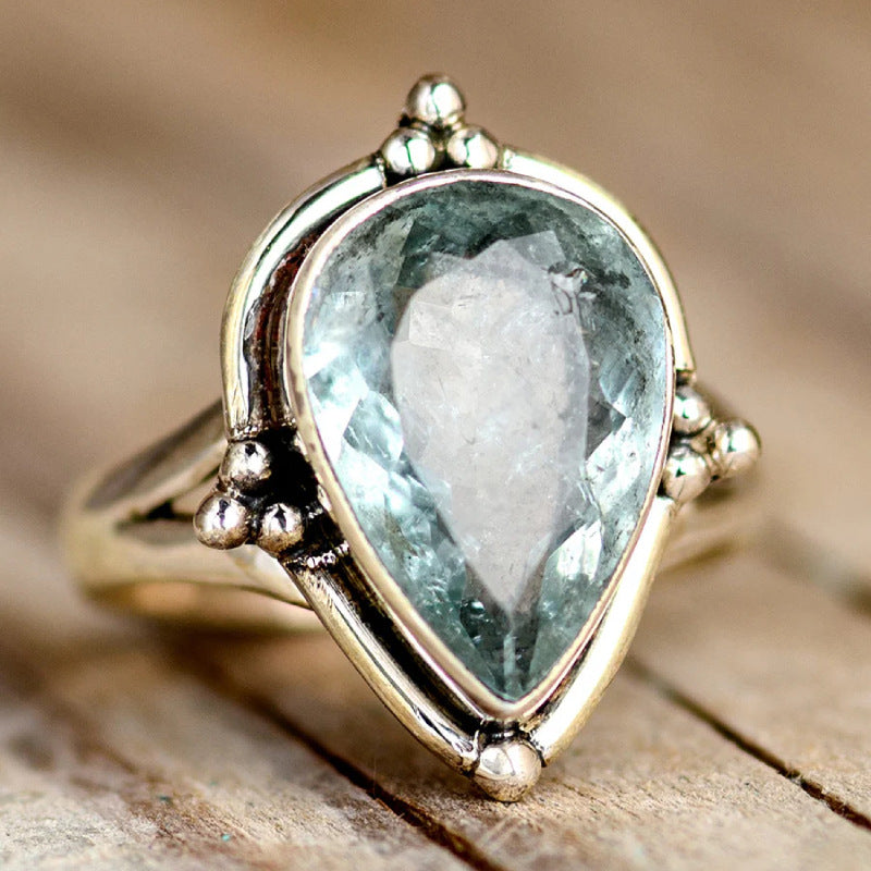 Water Drop Aquamarine Ring