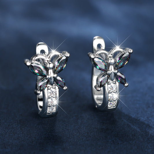 Crystal Bow Zircon White Gold Plated Simple Earrings
