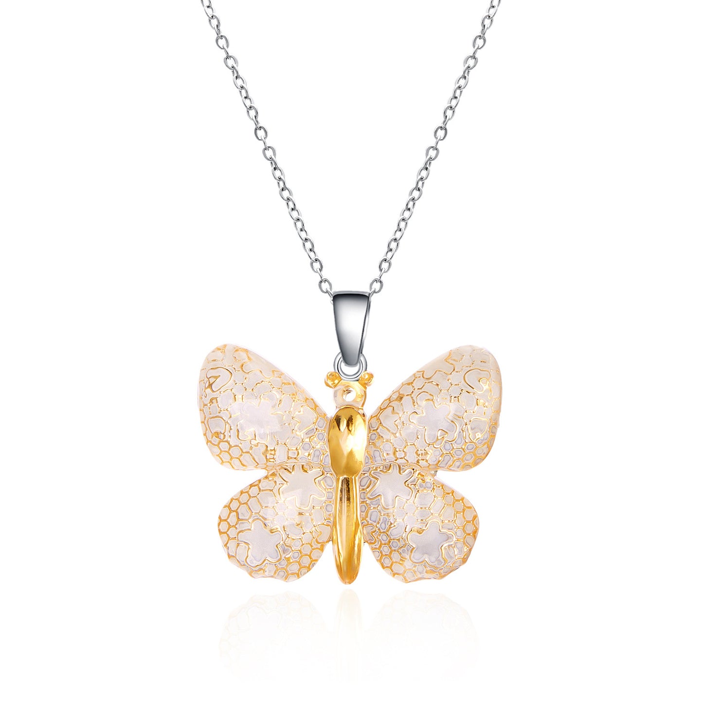 Stainless Steel Retro Multi-color Butterfly Necklace