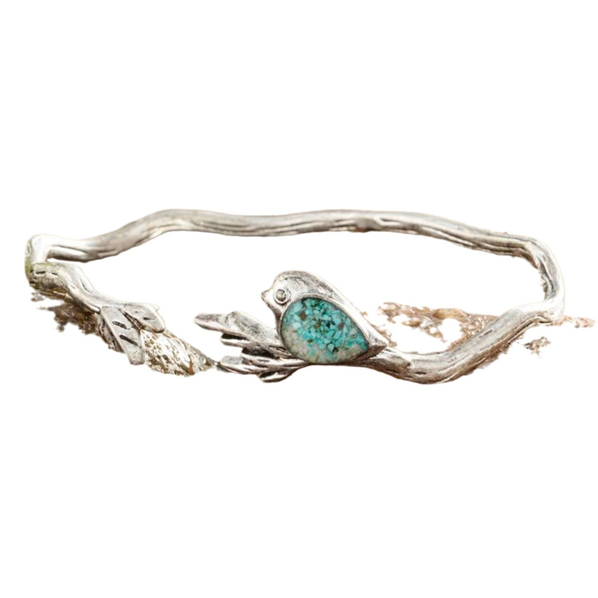 Retro Silver Branch Inlaid Cute Bird Bracelet