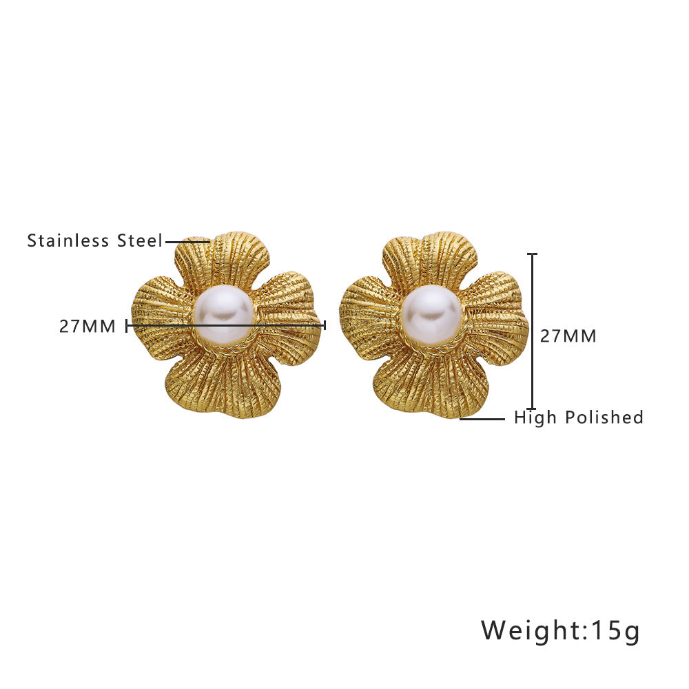 Stainless Steel 18K Gold Plated Stud Earrings