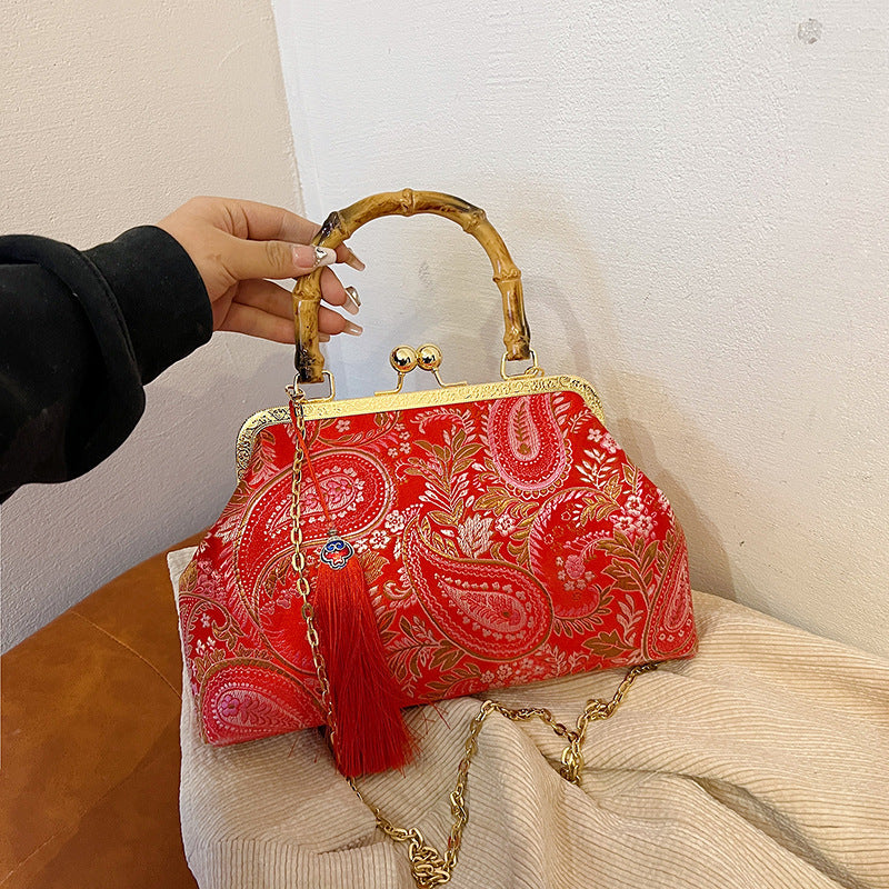 Vintage Dinner Silk Satin Chinese Clutch Handbag