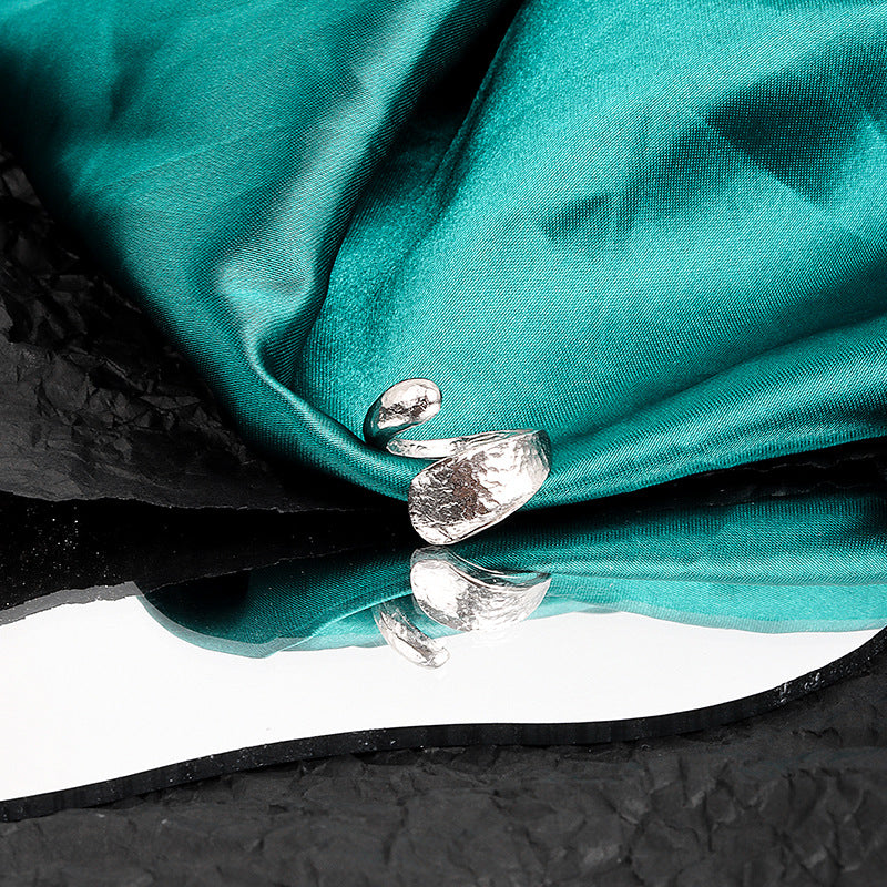 Irregular Concave And Convex Water Drop Gold And Silver Ring