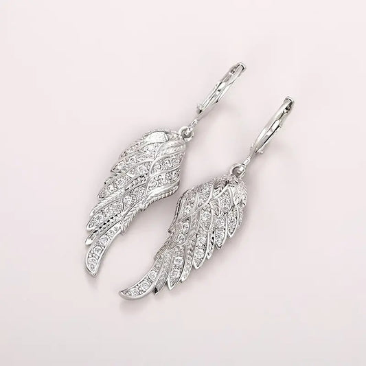 Bridal Accessories Pendant Earrings Exquisite Luxury Feather Leaf