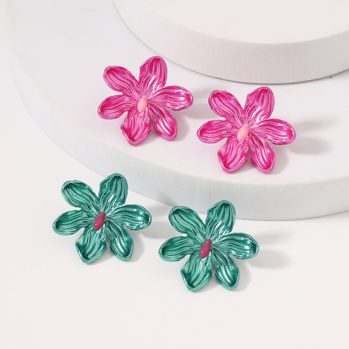 Oil-spot Glaze Flowers Earrings