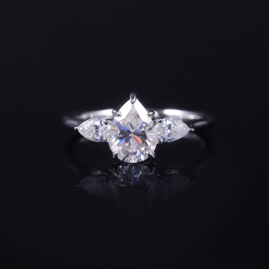 S925 Sterling Silver Moissanite Water Drop Ring