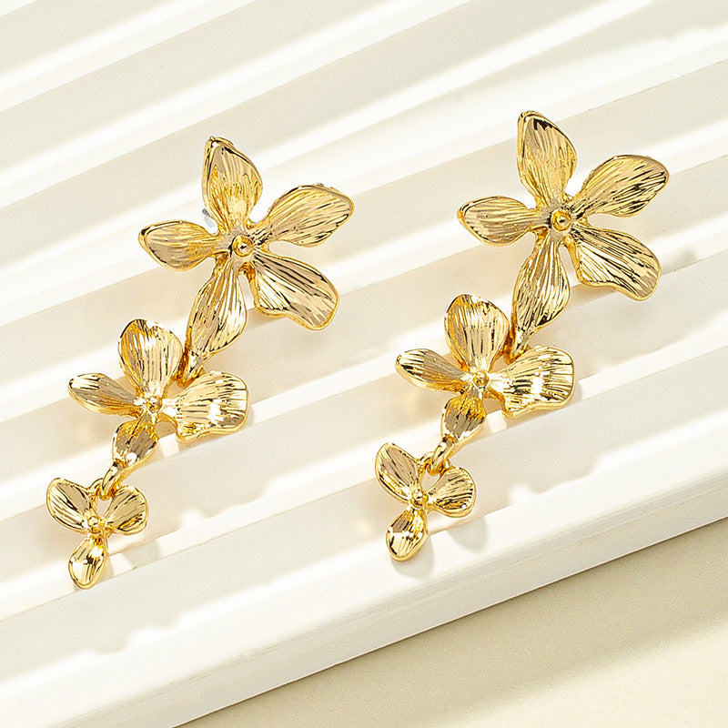 Irregular Exaggerated Long Flower Earrings