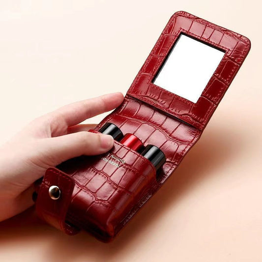 Pattern Fashion Model With Mirror Portable Portable Cosmetic Bag