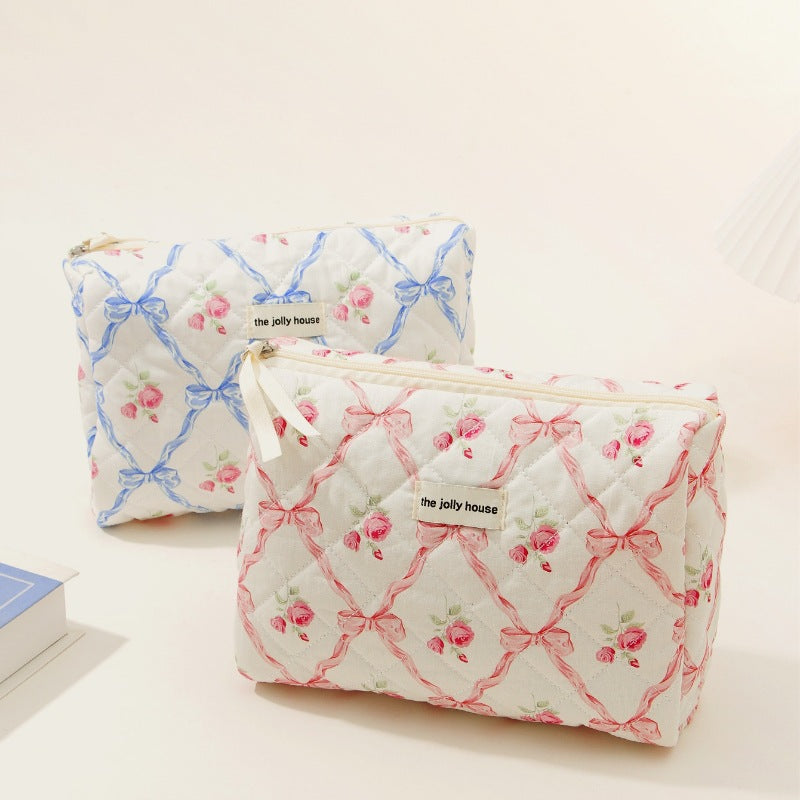 Bow Cotton Makeup Bag