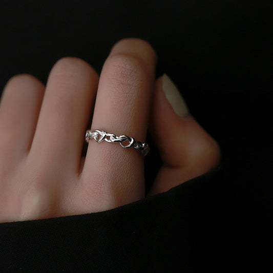 Light Luxury Open Index Finger Personality Design Love Heart-shaped Ring Female