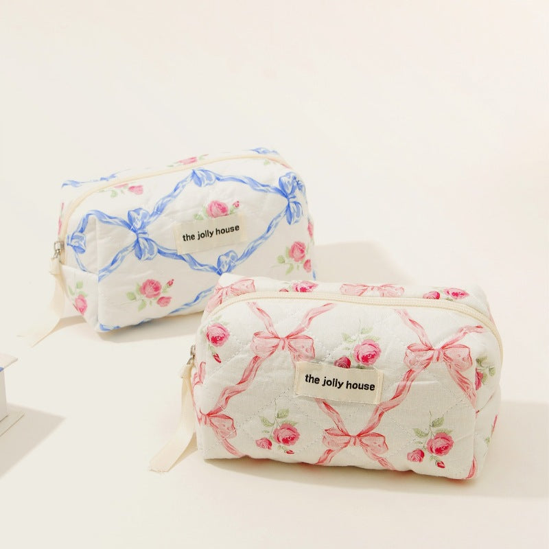 Bow Cotton Makeup Bag