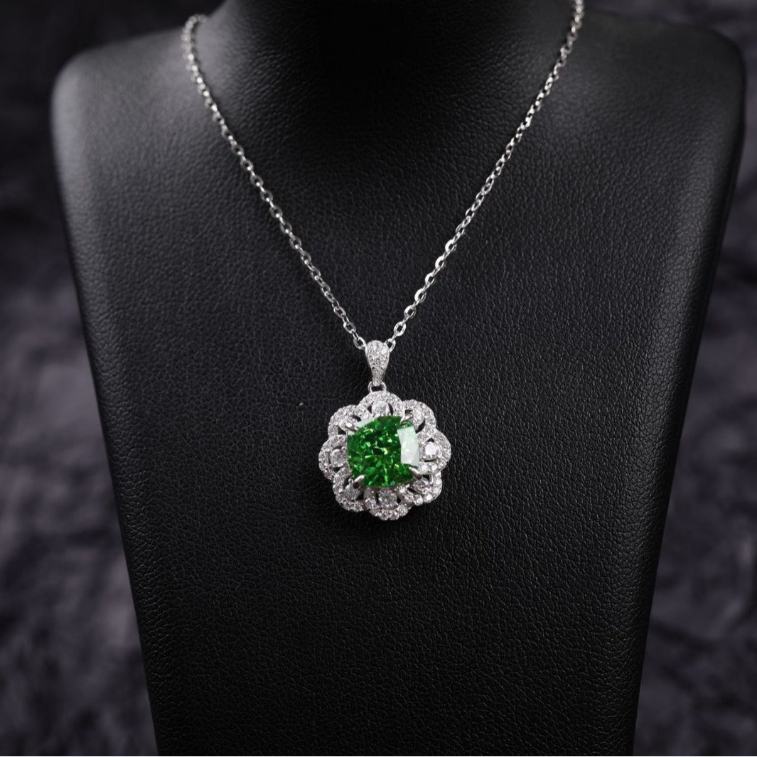 S925 Emerald Pendant Necklace