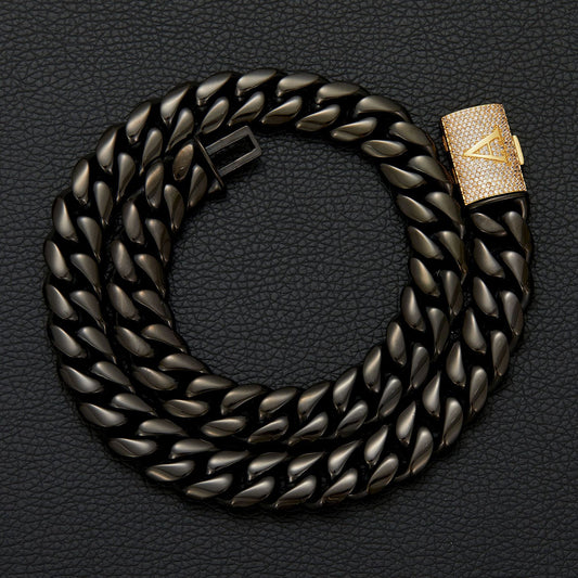English Letter Flip Drill Buckle Cuban Bracelet