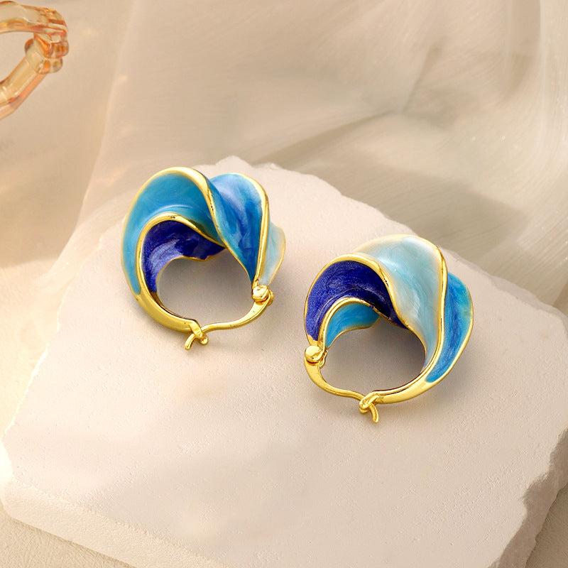 Retro Minority Temperament Wild Enamel Spira Earrings