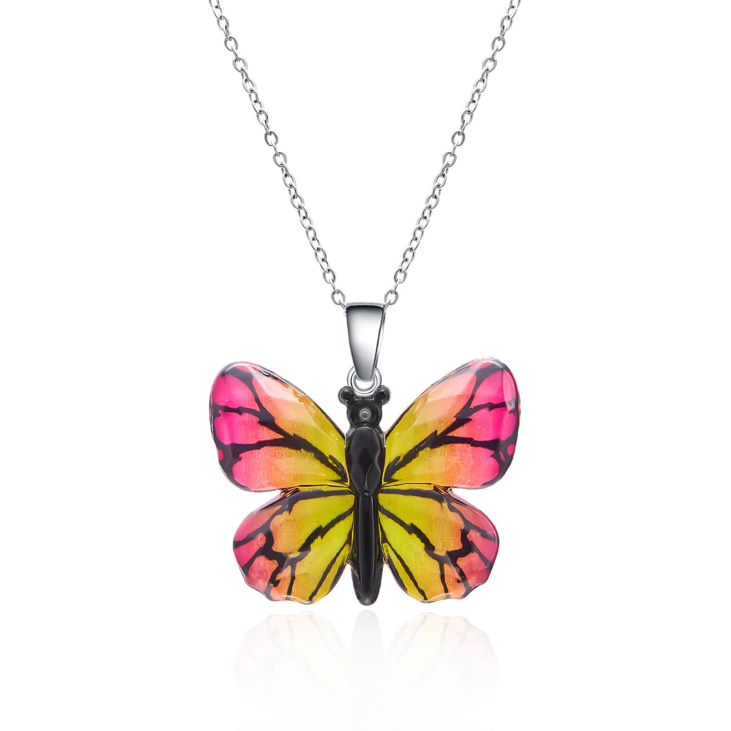 Stainless Steel Retro Multi-color Butterfly Necklace