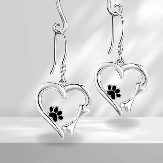 Cute Earrings Female Cat Cat Paw Love Design Earrings