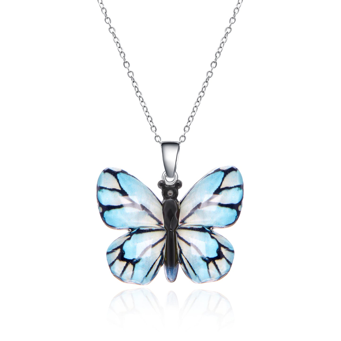 Stainless Steel Retro Multi-color Butterfly Necklace