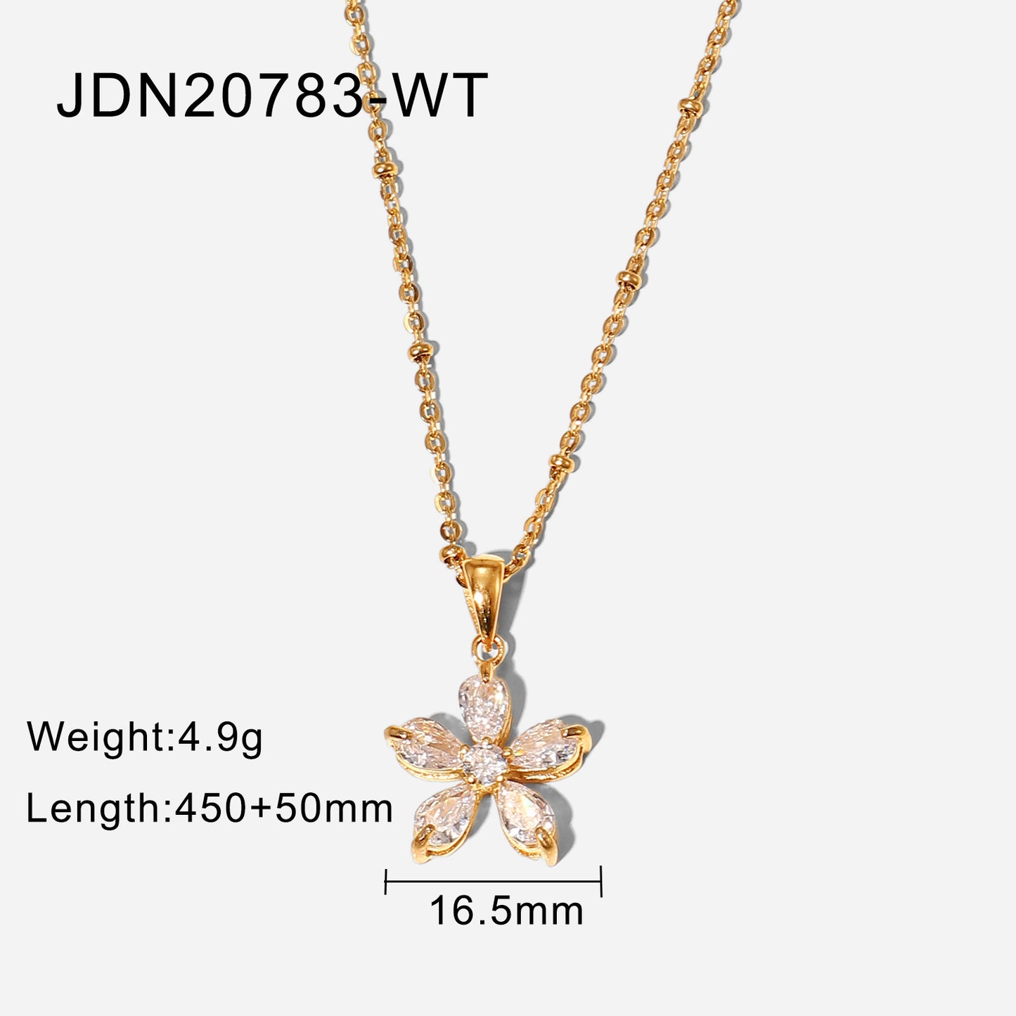 White Zircon Flower Pendant Necklace