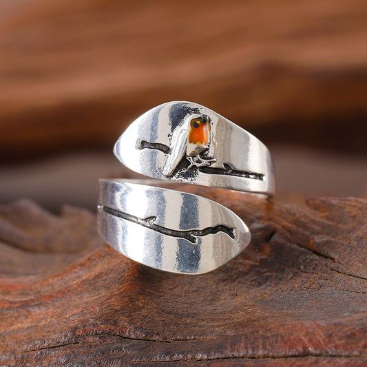 Punk Branch Bird Opening Adjustable Ring