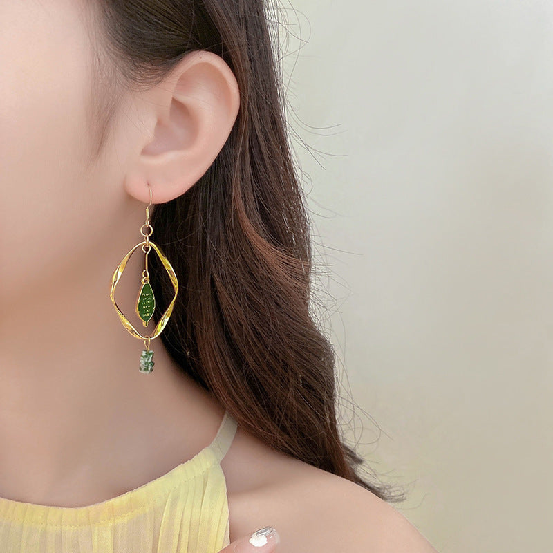 Retro Mori Style Green Bird Earrings