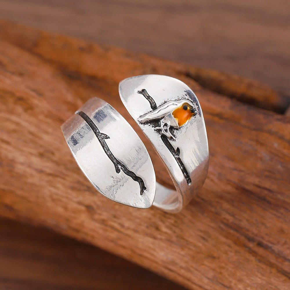 Punk Branch Bird Opening Adjustable Ring