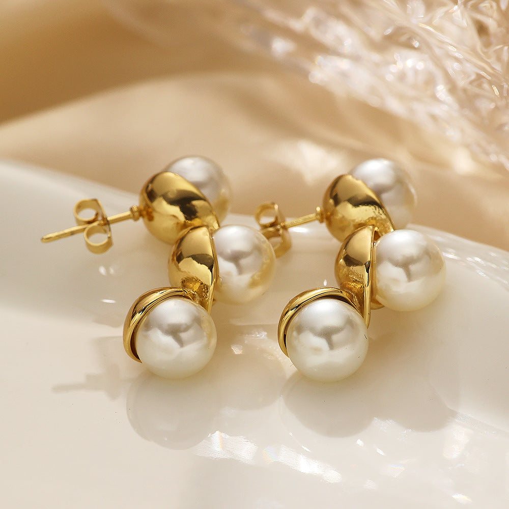 Stainless Steel 18K Gold Plated Stud Earrings