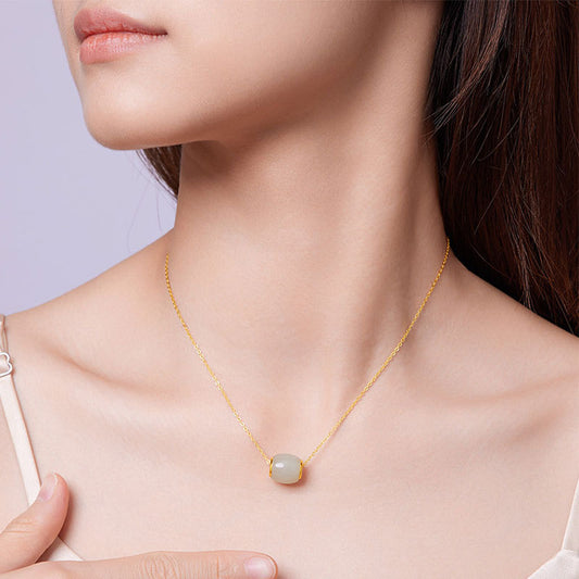 Hetian Jade Sterling Silver Necklace