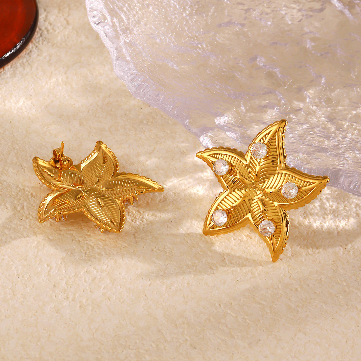 Rusty Steel Exaggerated Design Starfish Earrings