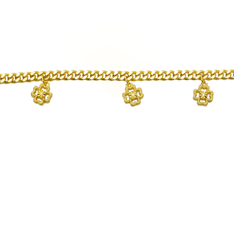 24K Gold Filled Bracelet For Women, FourLeaf Clover Round