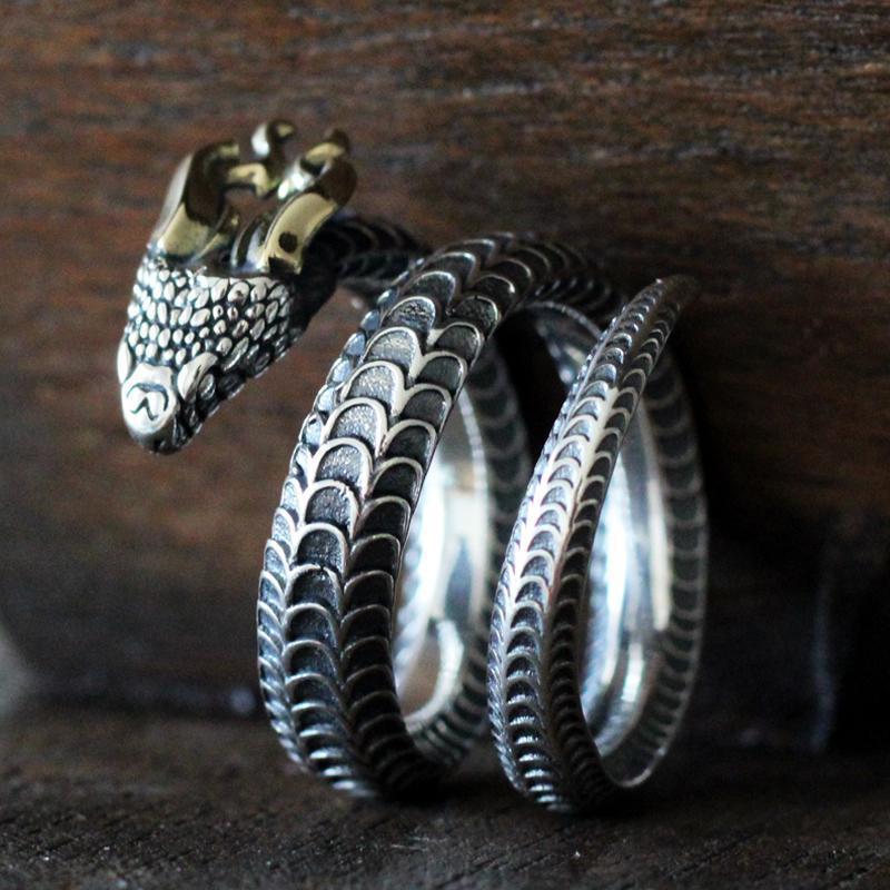 Multi-circle Adjustable Retro Snake Ring With Tangential Belt Corners