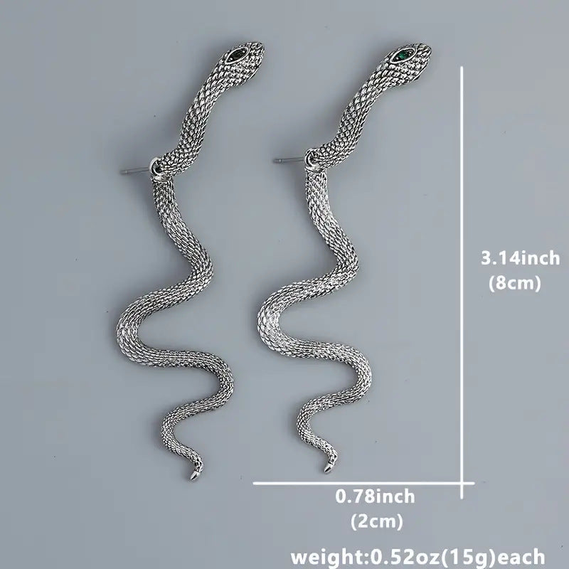 Multi-color Diamond Exaggerated Snake Earrings