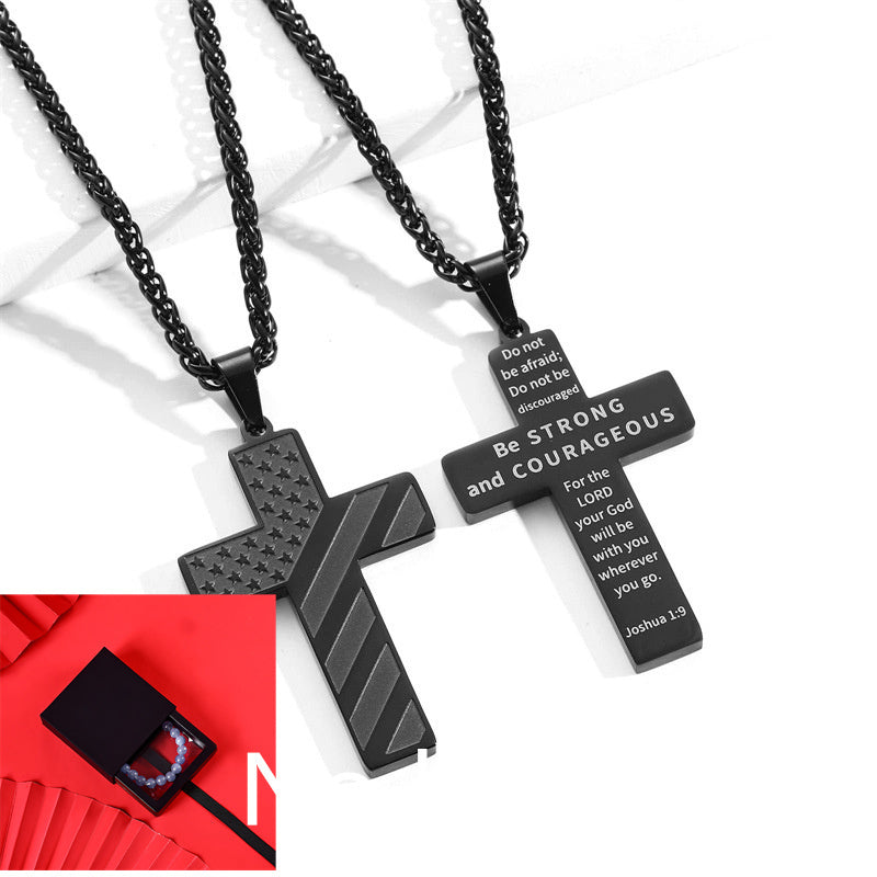 Cross Flag Necklace Letters High Sense Hip Hop