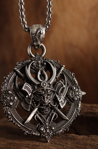 Samurai Devil Pendant Necklace Men's