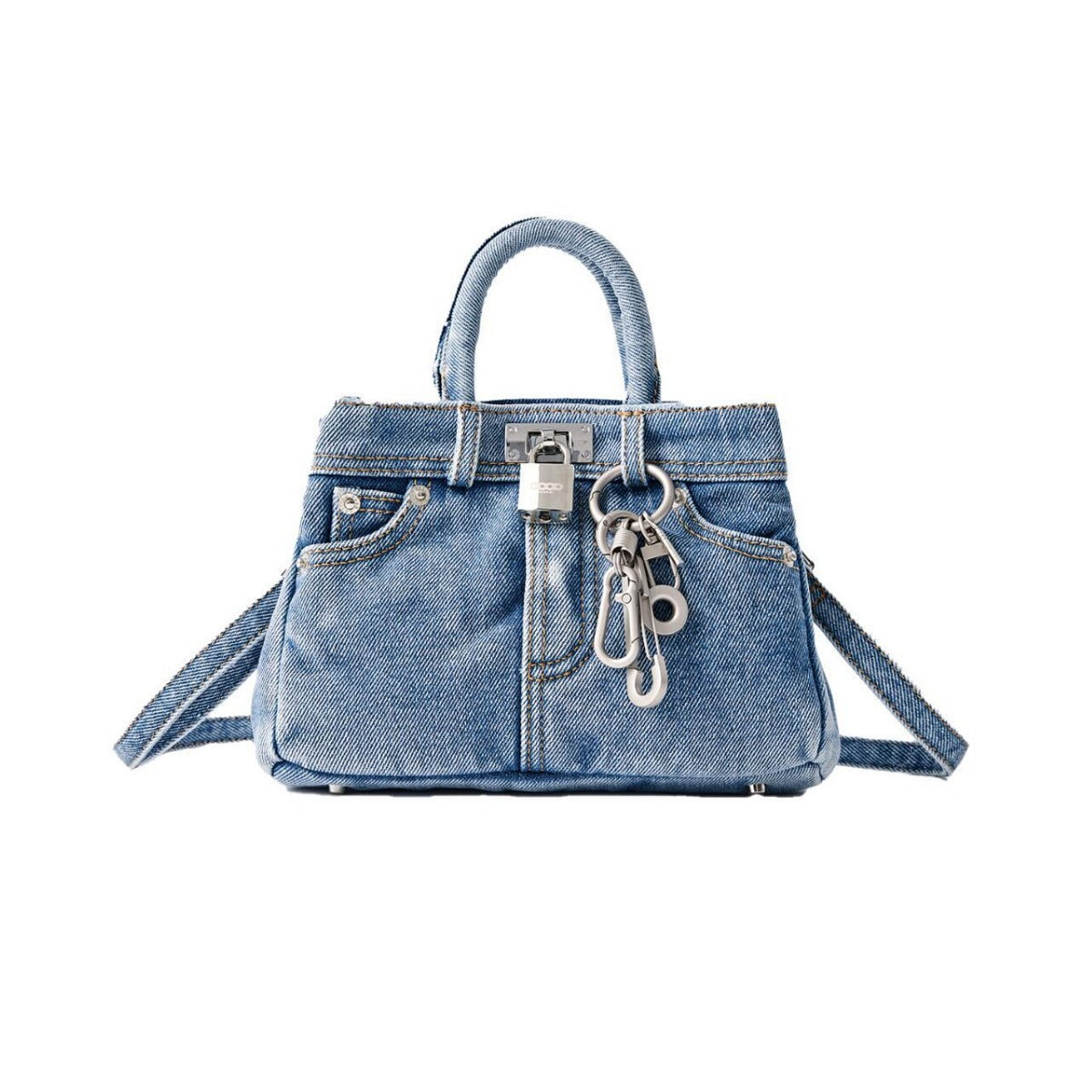 One-shoulder Crossbody Denim Retro Easy Matching Washed Denim Handbag