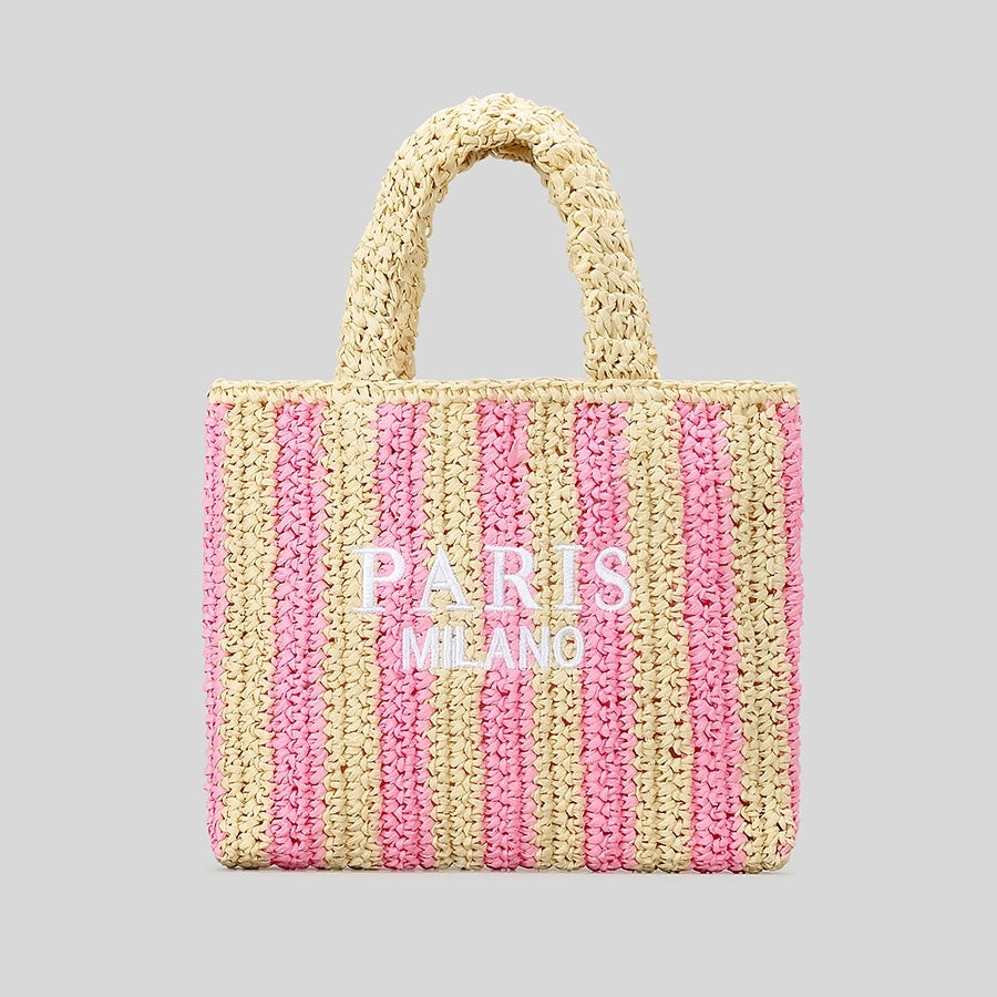 Striped Hand-woven Straw Bag