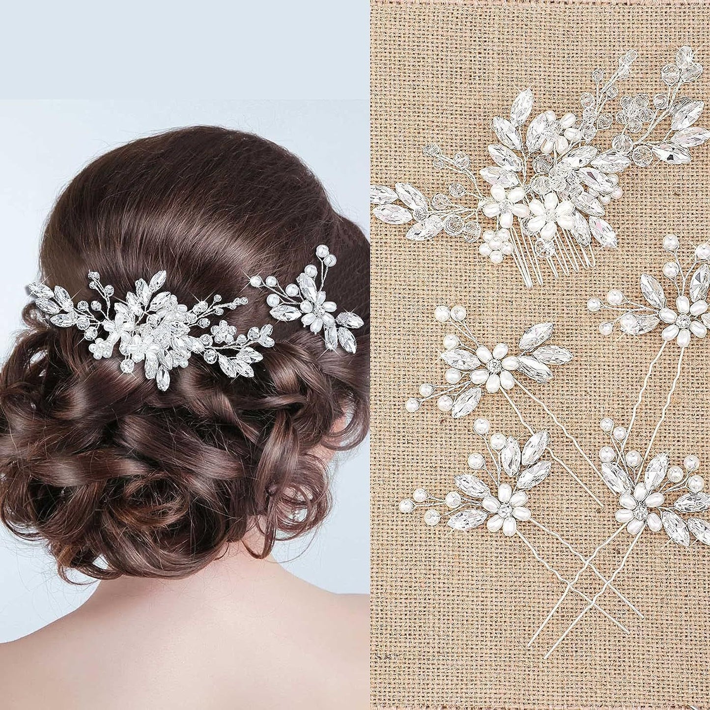 Bridal Wedding Handmade Pearl Crystal Hair Comb