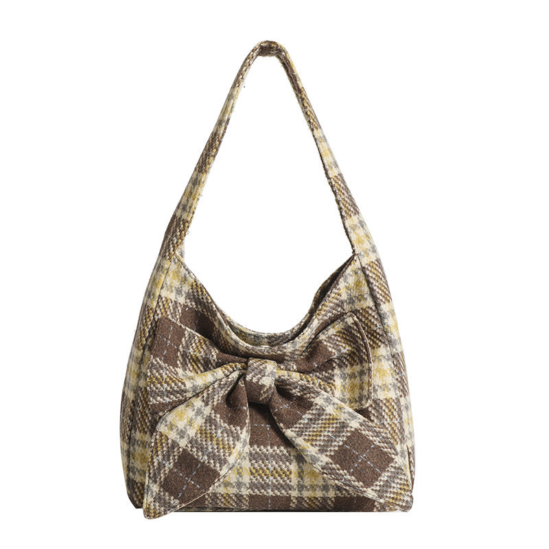 Plaid One-shoulder Simple Underarm Commute Tote Bag