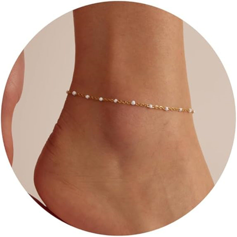 Oil Dripping Bead Herringbone Chain Anklet