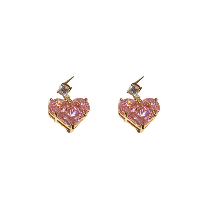 Heart-shaped Zircon Stud Earrings