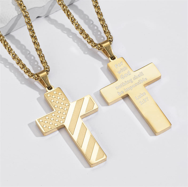 Cross Flag Necklace Letters High Sense Hip Hop