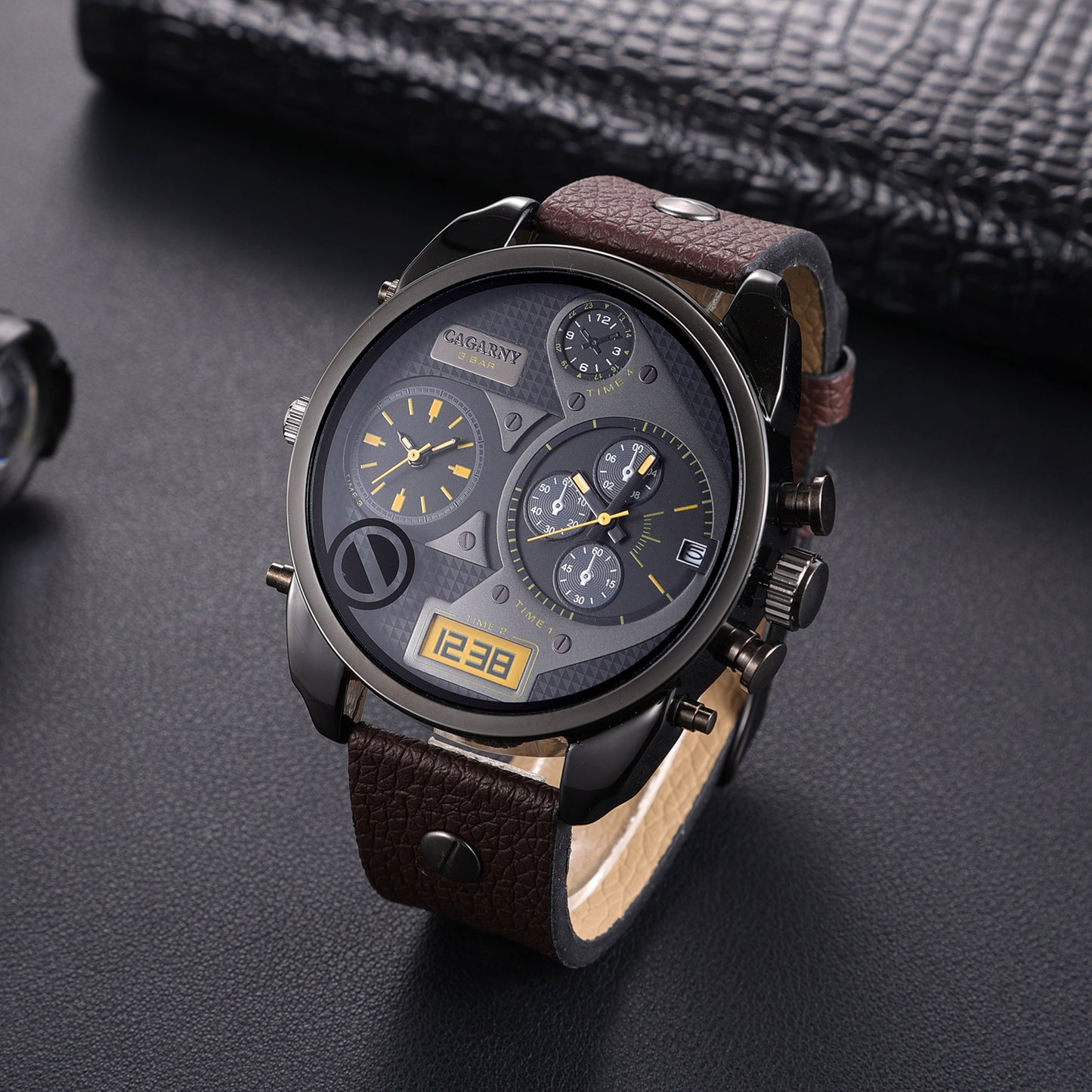 Double Inserts Casual Fashion Men's Quartz Watch