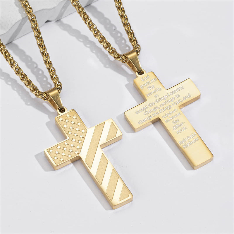 Cross Flag Necklace Letters High Sense Hip Hop