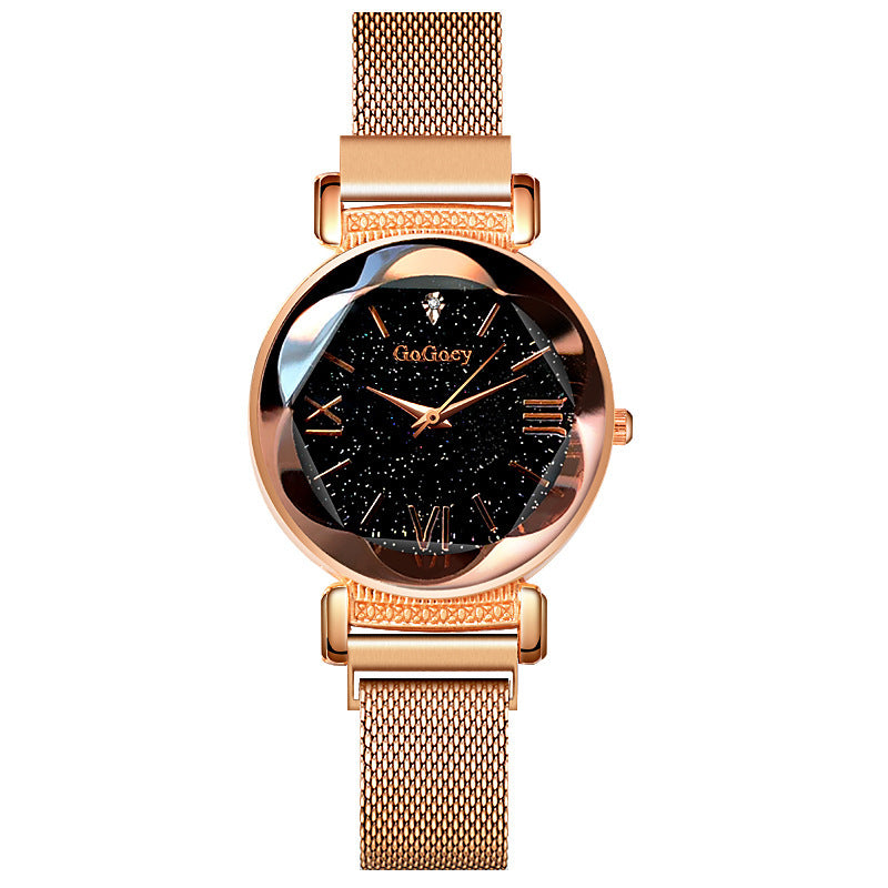 Point Diamond Simple Mesh Strap Quartz Women's Watch