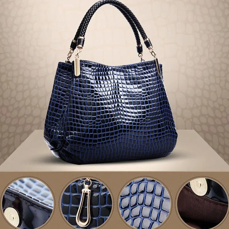 Crocodile Print Bright Face Handbag