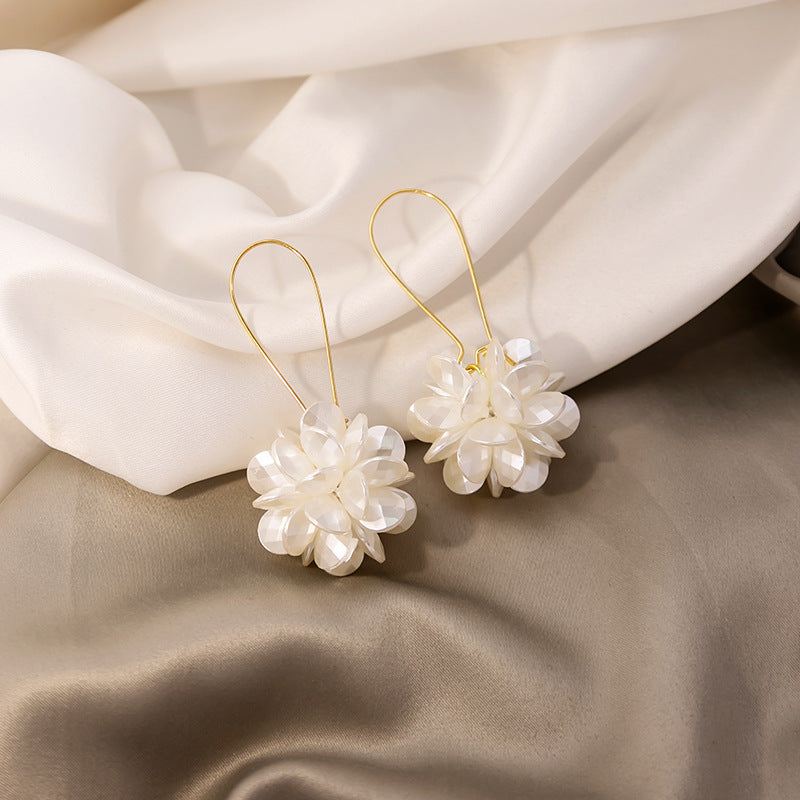 White Petal Geometric Earrings