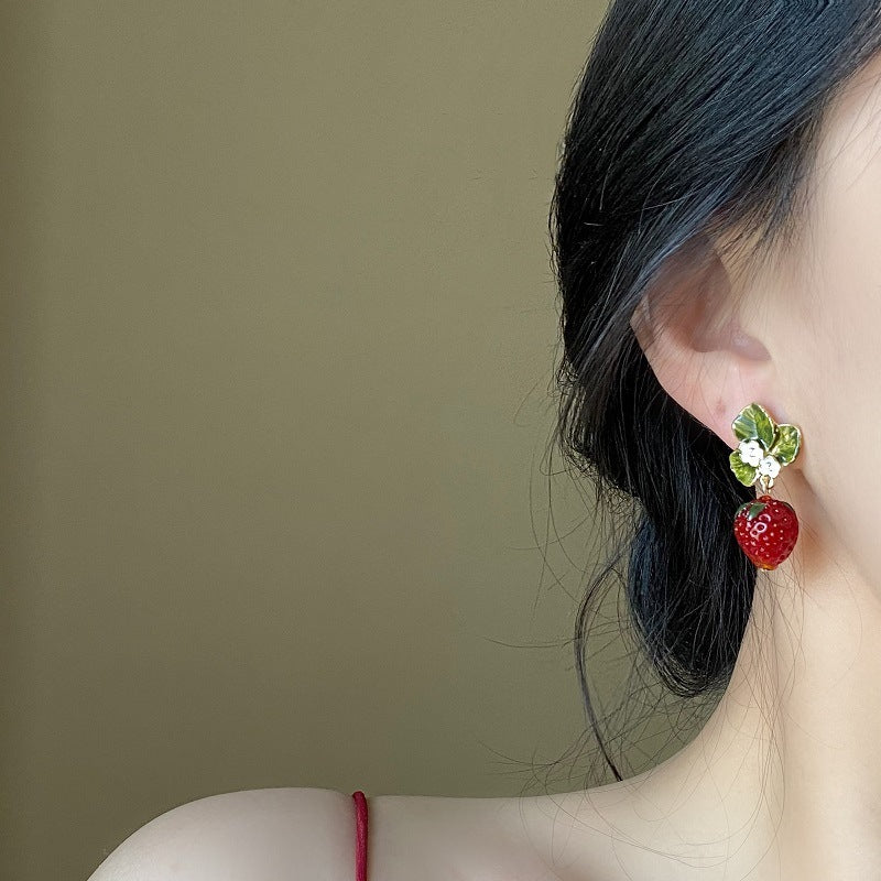 Fresh And Sweet Red Strawberry Earrings